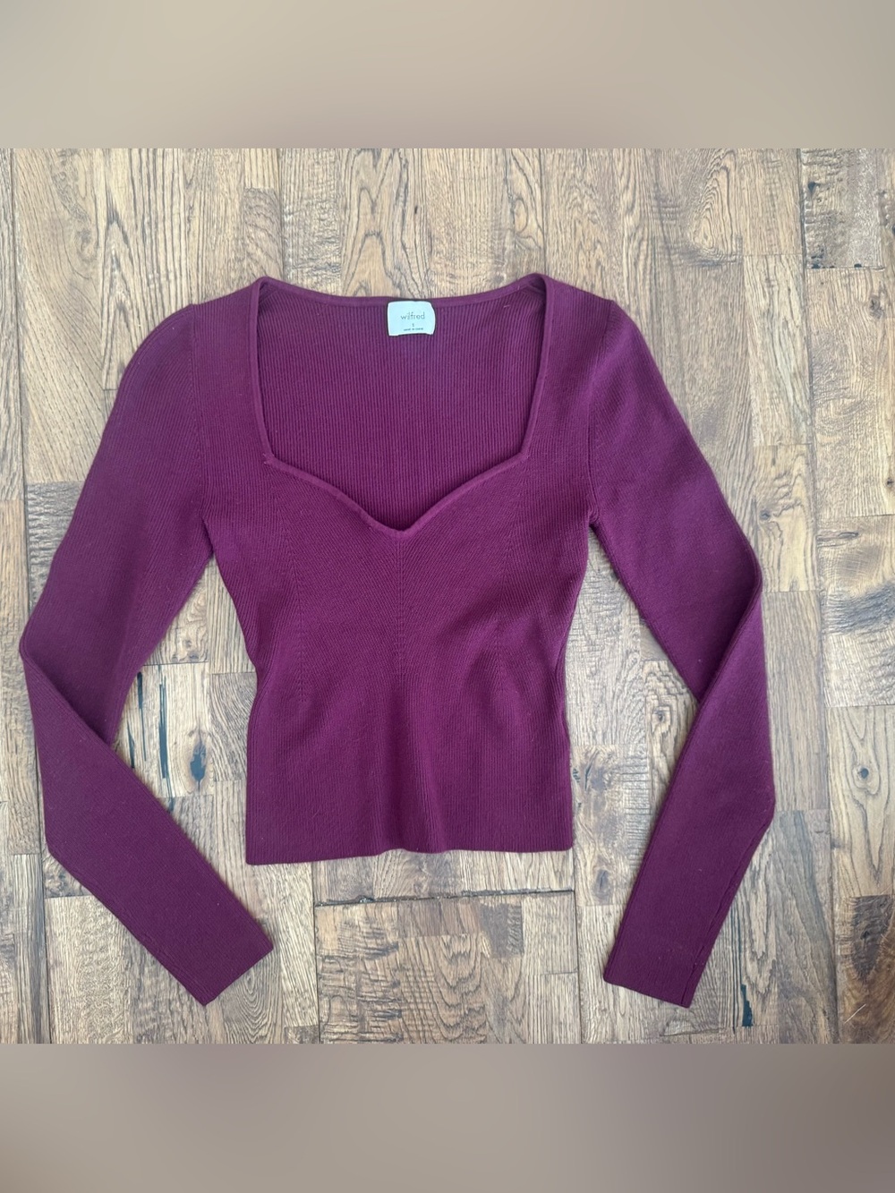 Aritzia Wilfred Tuscany Sweetheart‎ Sweater Spiced Burgundy Size S CC